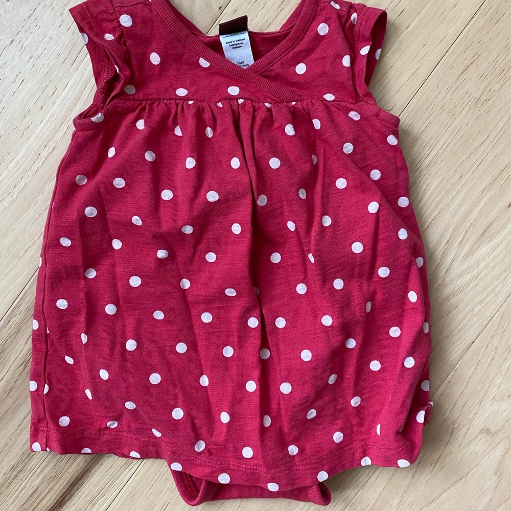 TEA collection romper, red with white polka dots